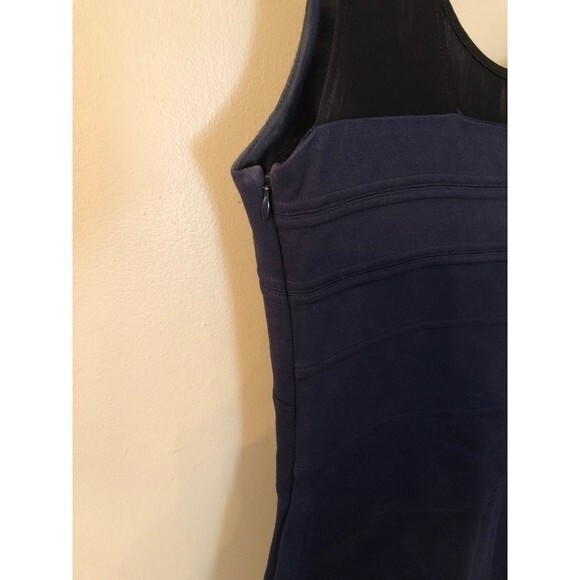 EXPRESS SIZE MEDIUM NAVY BLUE BANDAGE DRESS MESH NECKLINE - Picture 5 of 7